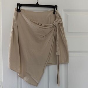 Asymmetrical Tie-Waist Skirt in Beige - Women